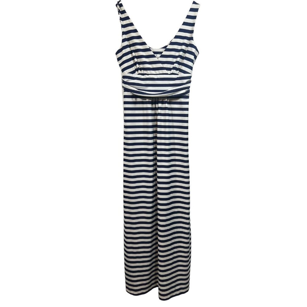 Jude Connally Penelope Maxi Dress Navy Blue White Coastal Stripe Small Casual